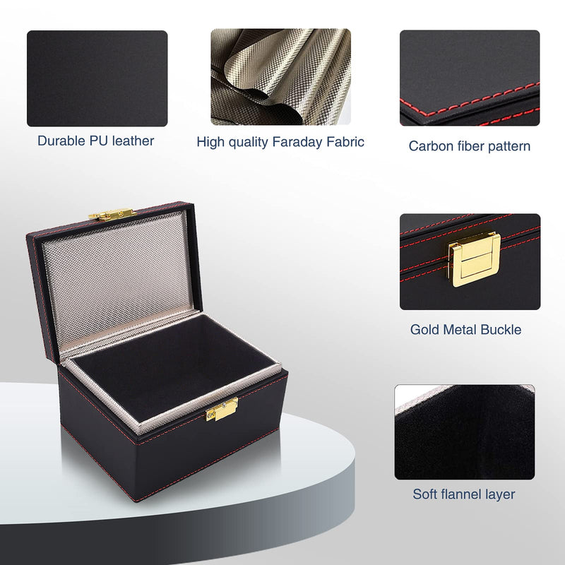 [Australia - AusPower] - JXE JXO Faraday Key Fob Protector Box, Car Key Signal Blocker, RFID Signal Blocking Case Shielding Pouch PU Leather Car Key Wallet Case Pu Leather Pattern 