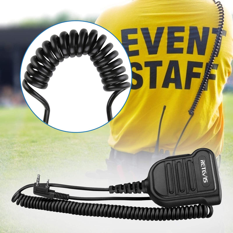 [Australia - AusPower] - Retevis Walkie Talkies Speaker Microphone,2 pin IP54 Waterproof Shoulder Speaker Mic for Retevis RT3S RT50 RT81 RT86 RB20 RT22 RT21 RT19 H-777 RT68 Two Way Radios(1 Pack) 