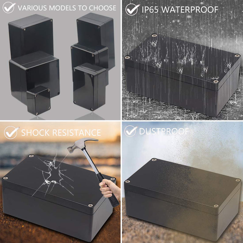 [Australia - AusPower] - Zulkit Project Box ABS Plastic IP65 Waterproof Dustproof Electrical Junction Box Enclosure Black 3.94 x 2.68 x 1.97 inch (100X68X50mm) (Pack of 2) 3.94" x 2.68" x 1.97"(Pack of 2) 