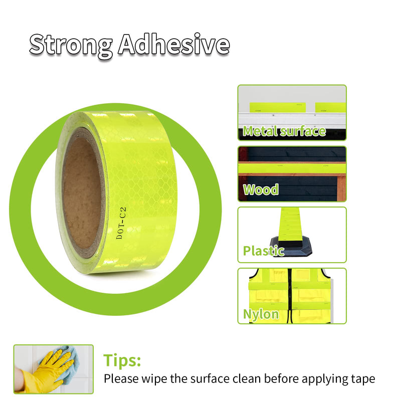 [Australia - AusPower] - RVMATE 2 Inch x 25 Feet DOT Trailer Reflective Tape, Waterproof Highly Visible, Fluorescent Yellow Green, Reflective Tape for School Bus, Trailers, Outdoor Cars, Trucks 25FT 