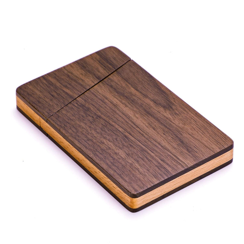 [Australia - AusPower] - MaxGear Business Card Holder Wood Business Card Holders, Business Card Case Name Card Holder for Men Pocket Card Holder with Magnetic Closure, Walnut Beech 2.68" x 4.25" 