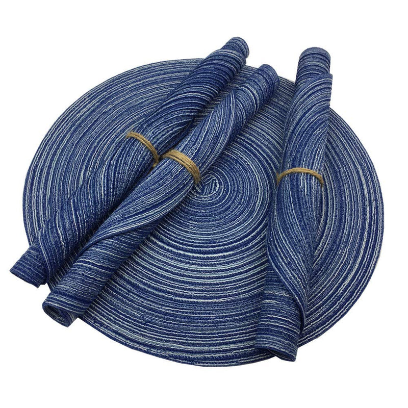 [Australia - AusPower] - WAZAIGUR Red-A，Placemats,Round Placemats for Dining Table Set of 4 Woven Heat Resistant Non-Slip Kitchen Table Mats Diameter 14 inch(Blue) Blue 