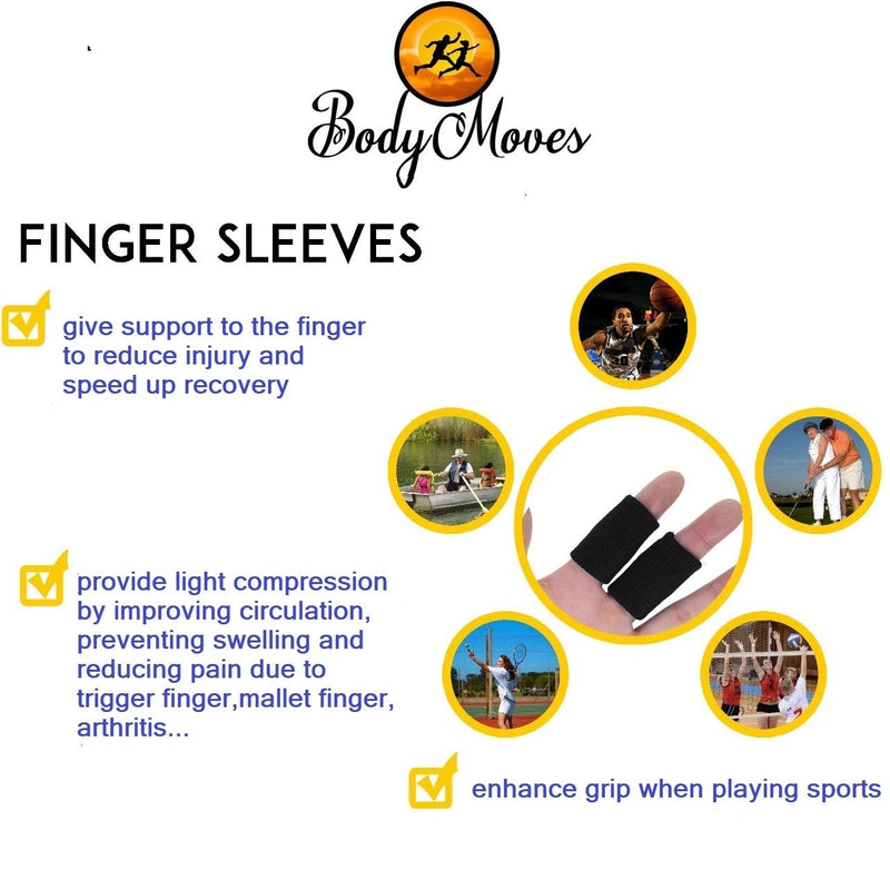 [Australia - AusPower] - BodyMoves Finger Hot and Cold Ice Pack Plus Adult Finger Brace Splint Sleeve Thumb Support Protector Cushion Pressure Safe Elastic Breathable Stabilizers (Midnight Black) Midnight Black 
