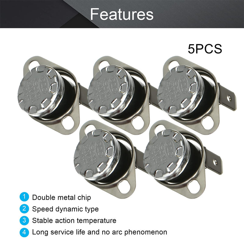 [Australia - AusPower] - Fielect 5Pcs KSD301 Thermostat 70°C/158°F Normally Closed N.C Snap Disc Limit Control Switch Microwave Thermostat Thermal Switch 