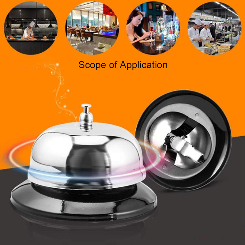[Australia - AusPower] - Call Bell 2 Packs 3.35 Inch Diameter with Metal Anti-Rust Construction, Ringing, Durable, Desk Bell Service Bell for Hotels, Schools, Restaurants, Reception Areas, Hospitals, Warehouses(Silver) 