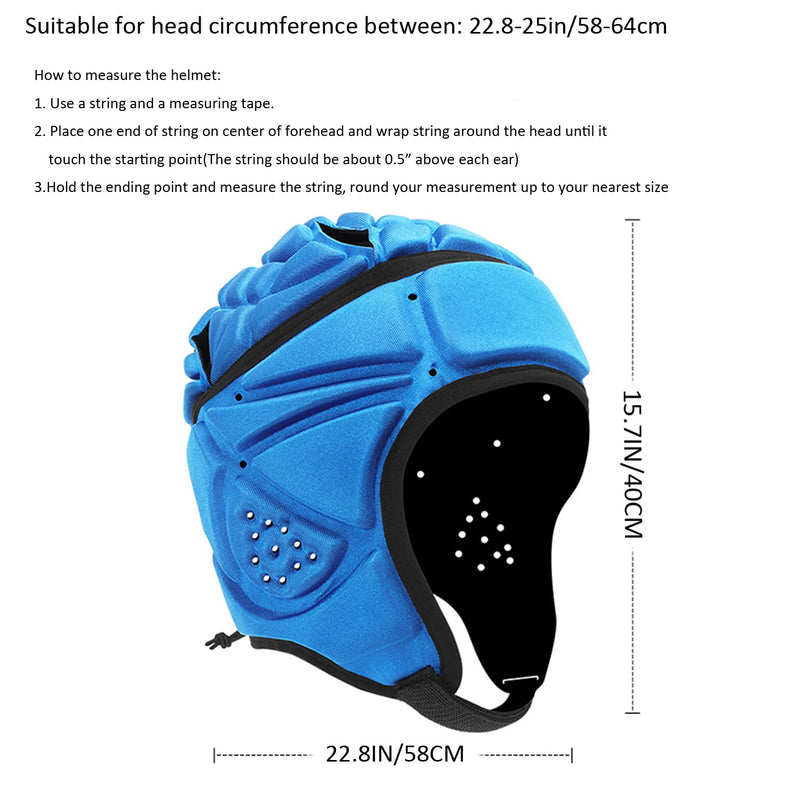 [Australia - AusPower] - Padded Helmet Protective Headgear for Rugby Football Soccer Light Blue 