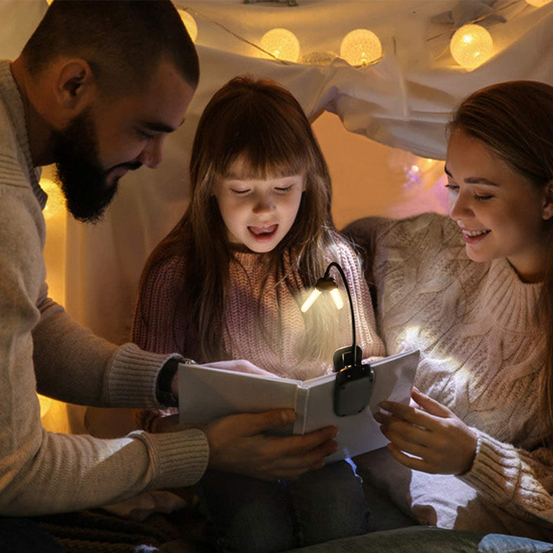 [Australia - AusPower] - Vekkia 14 LED Rechargeable Book-Light for Reading at Night in Bed, Warm/White Reading Light with Clamp, 180° Adjustable Mini Clip on Light, Lightweight Eye Care Book Light Perfect for Readers & Kids 