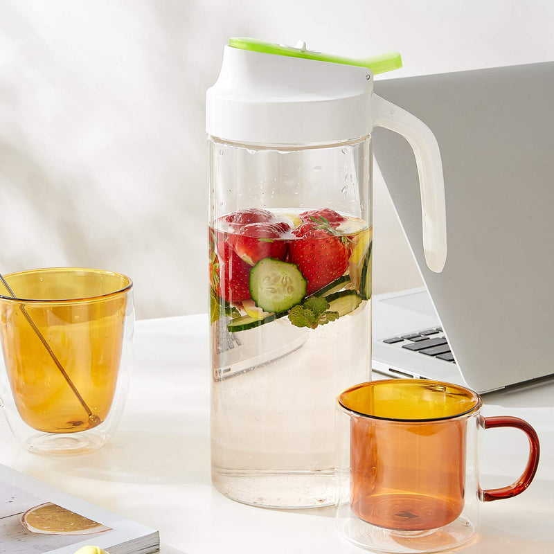 [Australia - AusPower] - Karafu 50 Oz Airtight Glass Pitcher with Lid and Locking Spout, Heat Resistance Glass Carafe for Water, Coffee, Tea, Other Beverages 50Oz 