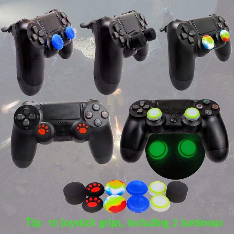 [Australia - AusPower] - Silicone Skin for Ps4 Controller, 2pcs Anti-Slip Shell Cover Case with 10 Joystick Grips, 2 Pairs L2 R2, 4pcs Led Light Bar Skin for Playsation 4/ Slim/Pro Dualshock 4 Controller Wireless Gamepad PS4 controller #4 