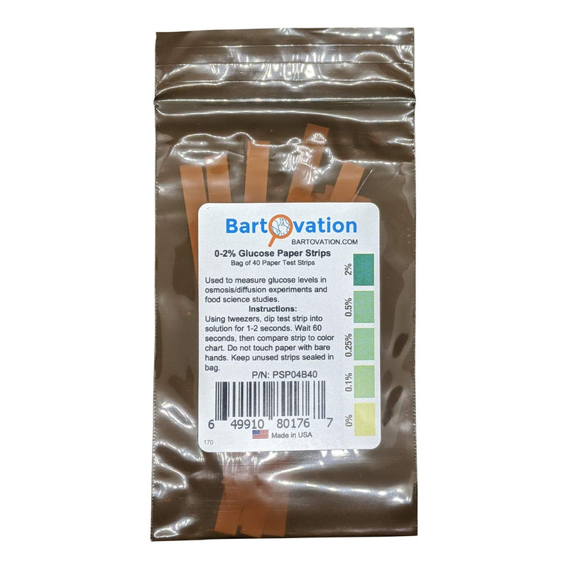 [Australia - AusPower] - Scientific Glucose Test Paper Strips 0-2% [Bag of 40 Paper Strips] for Food Science or Osmosis/Diffusion Experiments 