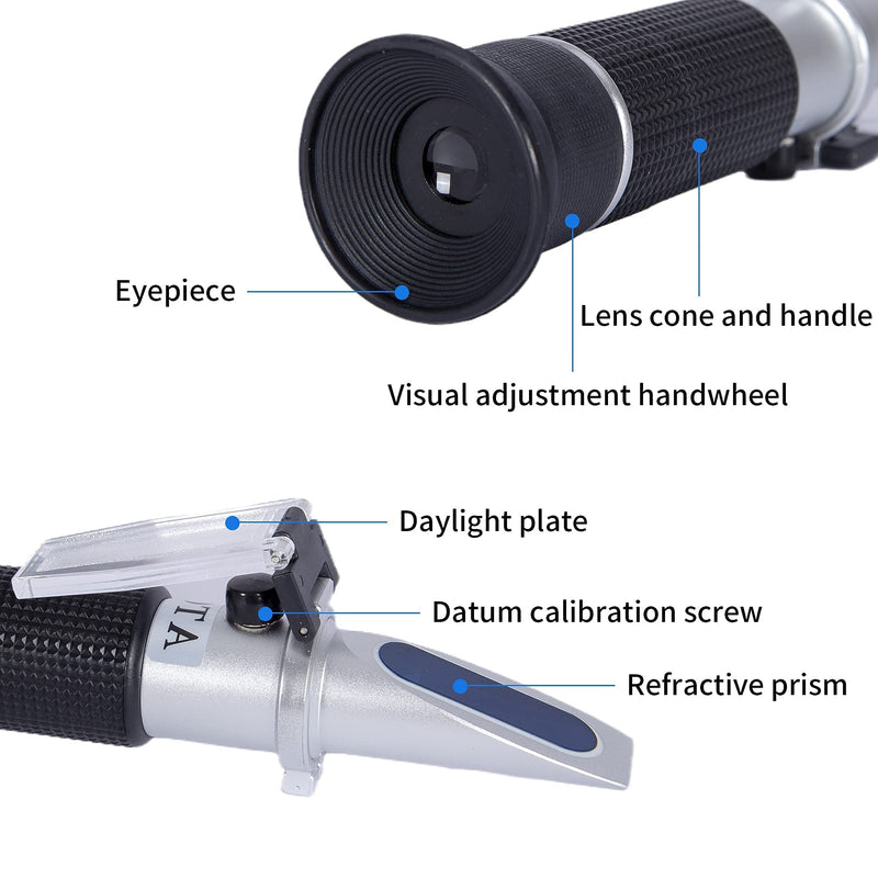 [Australia - AusPower] - LICHEN lab Refractometer Brewing with ATC for Homebrew, Dual Scale - Specific Gravity 1.000-1.130 & Brix 0-32%, Hydrometer for Wine Making and Beer Brewing 0-32%Beer Refractometer 