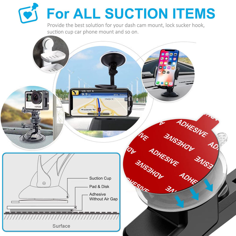 [Australia - AusPower] - 6 PCS Windshield Mount Adhesives for Suction Cup Mount, 80mm( 3.15 inches) Circle Double-Sided Sticker Pads for Dashboard Mounting Disk and Windshield Camera, GPS, Car Phone Mount 