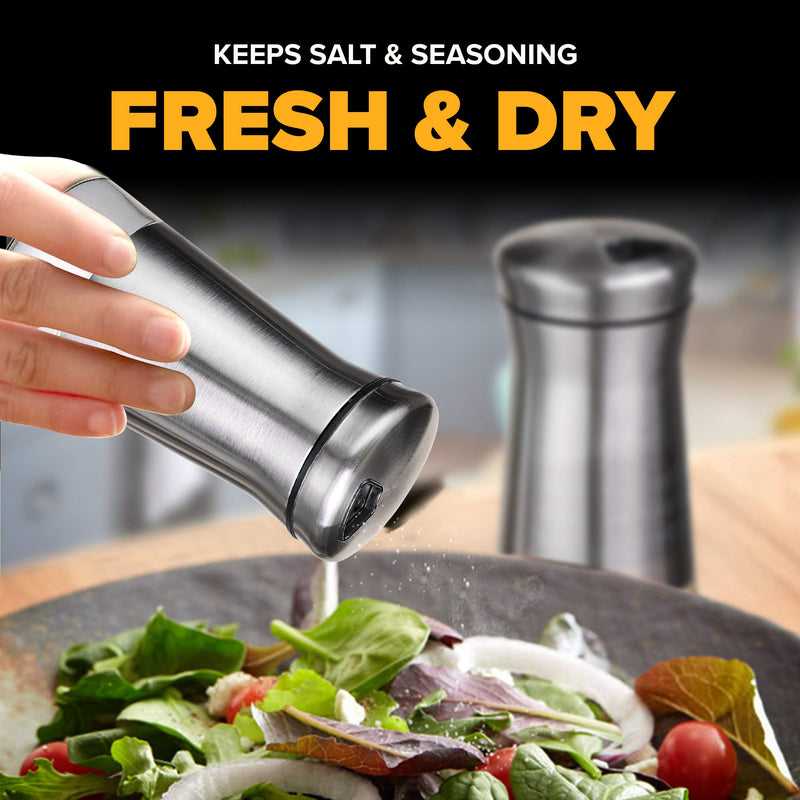 [Australia - AusPower] - Salt and Pepper Shakers set - Spice Dispenser with Adjustable Pour Holes - Stainless Steel & Glass - Set of 2 Bottles By Smart House Inc Silver 