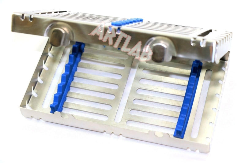 [Australia - AusPower] - Detachable Dental Autoclave Sterilization Cassettes Racks Box for 7 Instruments Blue CYNAMED 