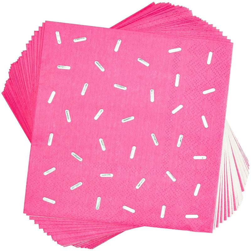 [Australia - AusPower] - Pink Confetti Paper Cocktail Napkins for Birthday Party (5 x 5 In, 50 Pack) 