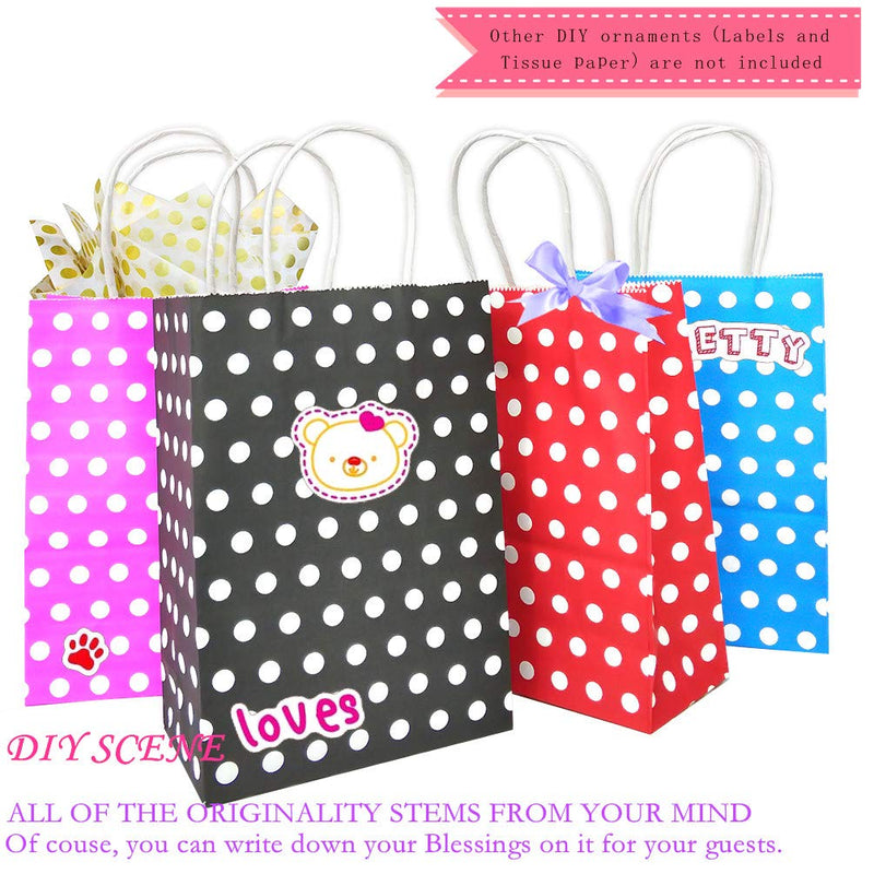 [Australia - AusPower] - 25 PCS Gift Bags Black Kraft Paper Bags with Handles and White Dots for Kid’s Birthday Wedding Holiday Party Supplies by ADIDO EVA (8.2 x 6 x 3.1 in) Black gift bags 25 8.2x6x3.1 Inch (Pack of 25) 