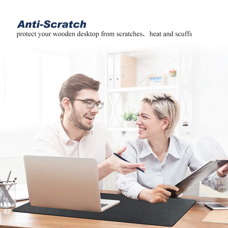 [Australia - AusPower] - Desk Pad for Office Home 31" x 13",PU Leather Waterproof Large Desk Writing Mat Organizer,Multifunctional Ultra Thin Dual Use Desk Blotters Mouse Pad Protector … (Black) Black 