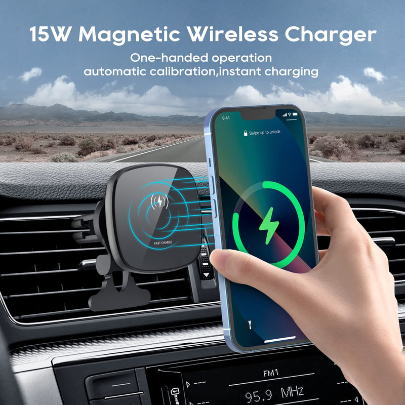 [Australia - AusPower] - Magnetic Wireless Car Charger Mount - Fast Wireless Charging Air Vent  Phone Car Charger Holder for iPhone 13/13 Pro/13 mini/13 Pro Max/12/12 Pro/12 mini/12 Pro Max,MagSafe case. 