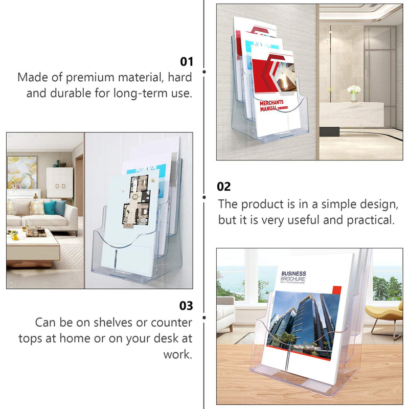 [Australia - AusPower] - Acrylic Brochure Holder A5 4-layer Clear Tri Fold Maps Attractions Displays Pamphlets Menus Literature Flyers Stand Rack for Counter Top Marketing Wall Desk 