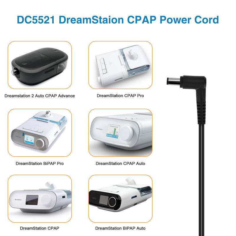 [Australia - AusPower] - 2-Pack 12V DC Power Cord for DreamStation CPAP, DC 5.5 x 2.1mm Male to DreamStation Input Port Power Charging Cable - 3.28ft 2 Pack 