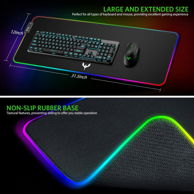 [Australia - AusPower] - Blade Hawks RGB Gaming Mouse Pad, Extra Large Extended Soft LED Mouse Pad, Anti-Slip Rubber Base, Computer Keyboard Mousepad Mat (31.5 x 12 Inch) Black 