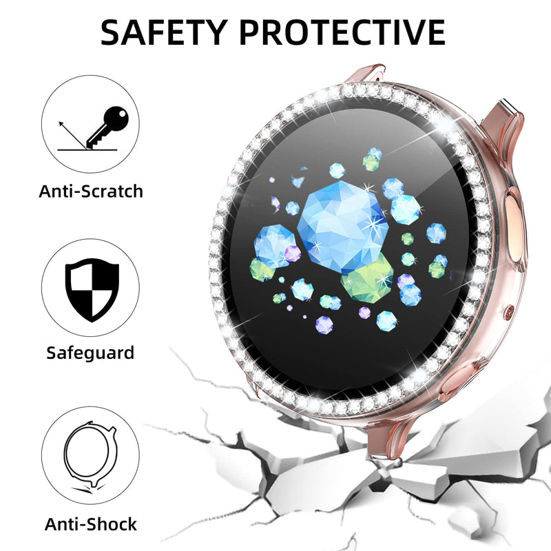 [Australia - AusPower] - GEAK Compatible for Samsung Galaxy Watch Active 2 Screen Protector, Crystal Diamonds Design for Women Girl Dressy Full Protective Bumper with HD Screen Protector for Galaxy Active 2 Watch 40mm Clear 
