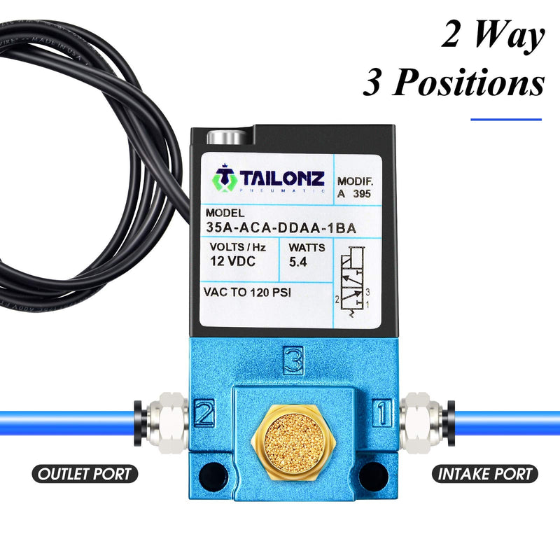 [Australia - AusPower] - TAILONZ PNEUMATIC 2 Way 3 Port Mac Valve, DC12V, 5.4W, 1/8”NPT Electronic Booster Control Solenoid Valve High-Frequency Solenoid valve35A-ACA-DDAA-1BA 