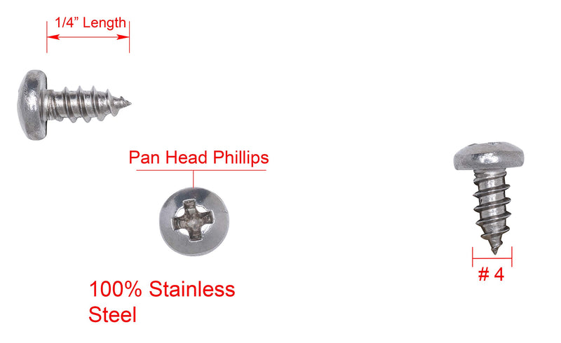 [Australia - AusPower] - #4 X 1/4" Stainless Pan Head Phillips Wood Screw, (100pc), 18-8 (304) Stainless Steel Screws by Bolt Dropper #4 x 1/4" 