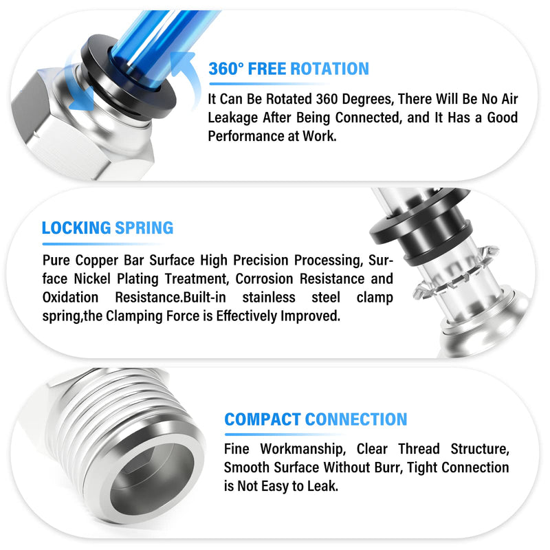 [Australia - AusPower] - TAILONZ PNEUMATIC Male Straight 1/4 Inch Tube OD x 1/4 Inch NPT Thread Push to Connect Fitting PC-1/4-N2 (Pack of 10) 1/4"OD x 1/4"NPT 