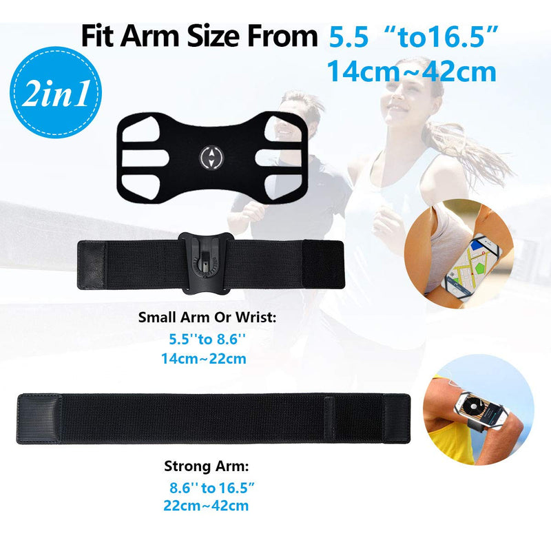 [Australia - AusPower] - Wristband Phone Holder， 360°Rotation with AirPods/AirPods Pro Holder Phone Armband for iPhone, Samsung, All Screen Friendly Fits All 4.5-7 Inch Smartphones for Running Biking 