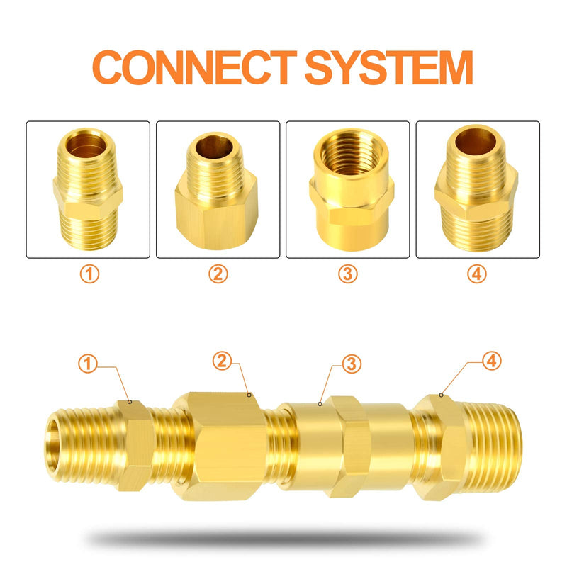 [Australia - AusPower] - GASHER 26PCS Brass Pipe Fitting Kit, Hex Bushing, Reducer Adapter, Hex Nipple, 90 Degree Barstock Street Elbow Brass Pipe Kit 