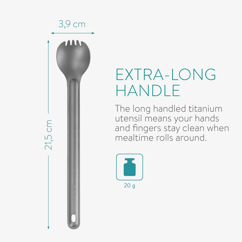 [Australia - AusPower] - Navaris Long Handle Titanium Sporks (Set of 2) - 8.4" (21.5cm) Long Metal Spork Set for Backpacking and Camping - Strong Ultra Lightweight Cutlery 