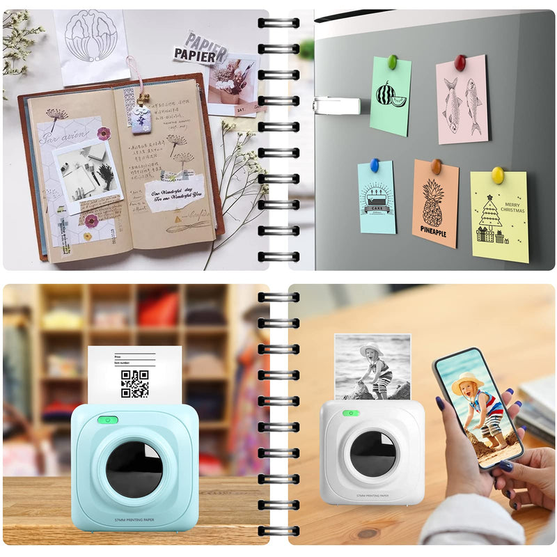 [Australia - AusPower] - Mini printer, P1 Wireless Thermal Sticker Printer for Photo Picture Receipt Memo Note Label Sticker Compatible with iOS Android Mac Windows , Good Gift Green 