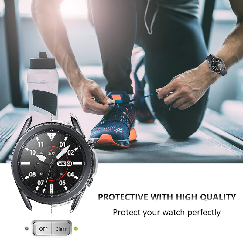 [Australia - AusPower] - DABAOZA Compatible for Galaxy Watch 45mm Bumper Case, [2 Pack] Women Men Shock-Proof Protective Sport Bumper Hard PC Case Smartwatch Cover for Samsung Galaxy Watch 3 45mm 2020. (45mm, Clear+Clear) 