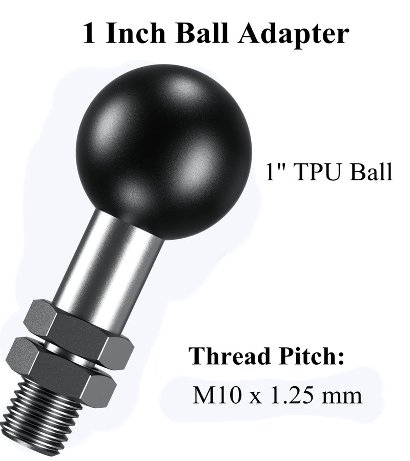 [Australia - AusPower] - BRCOVAN 1'' Ball Adapter with M10 x 1.25 x 15 Threaded Post Compatible with RAM Mounts B Size 1 Inch Ball Double Socket Arm 