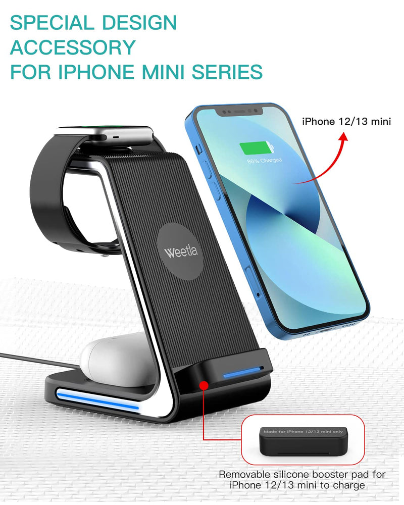[Australia - AusPower] - Wireless Charger, Weetla Wireless Charging Station, 3 in 1Wireless Charging Stand for iPhone/iWatch/Airpods,iPhone 13,12,11 (Mini,Pro, Pro Max)/XS/XR/X/8,iWatch 7/6/SE/5/4/3/2,Airpods 2/3/pro 