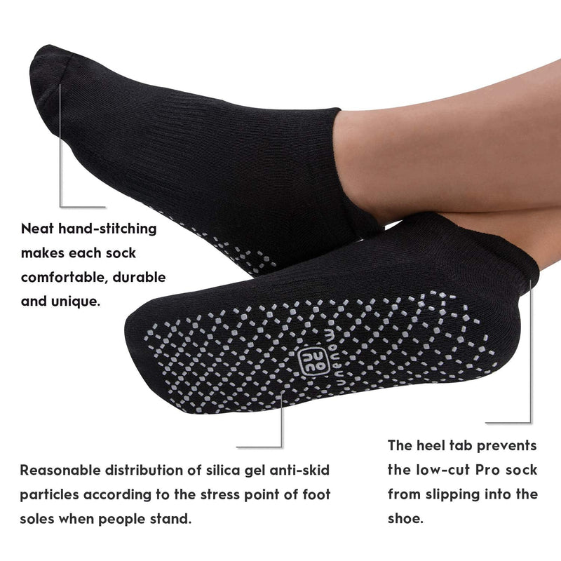 [Australia - AusPower] - unenow Unisex Non Slip Grip Socks with Cushion for Yoga, Pilates, Barre, Home & Hospital 4 Pairs-4 Pairs of Black Small 