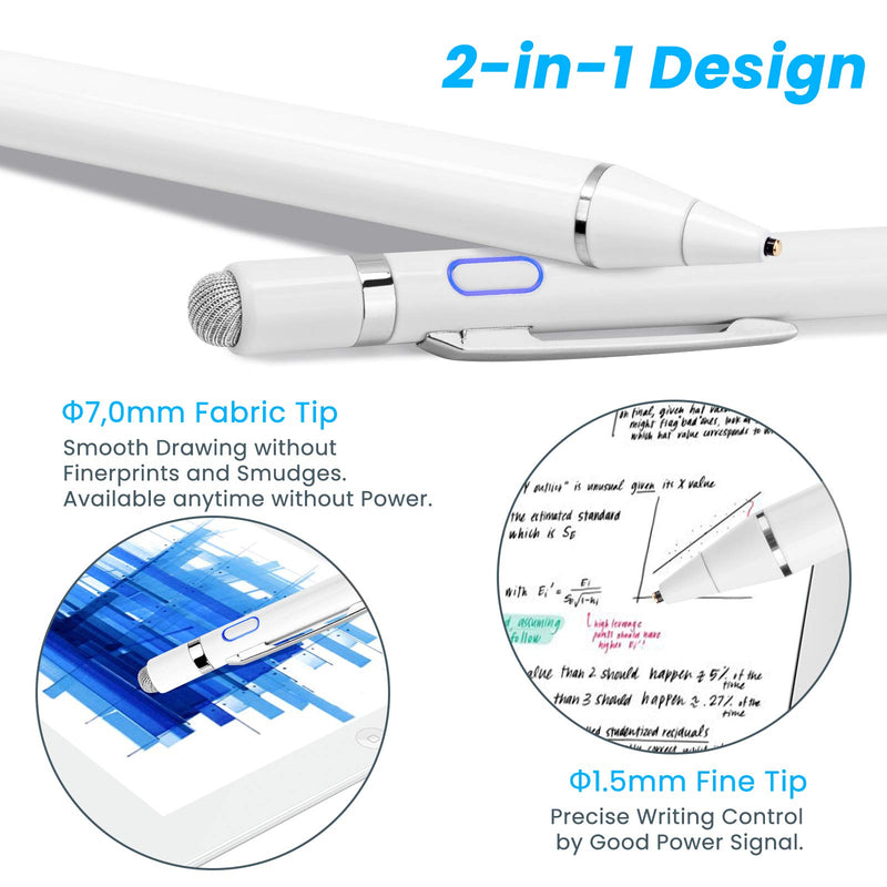 [Australia - AusPower] - Stylus Pen for Amazon Fire HD 8 Plus Pencil, EDIVIA Active Stylus Pen with 1.5mm Ultra Fine Metal Tip Pencil Stylus for Amazon Fire HD 8 Plus Drawing and Sketching Pen,White 