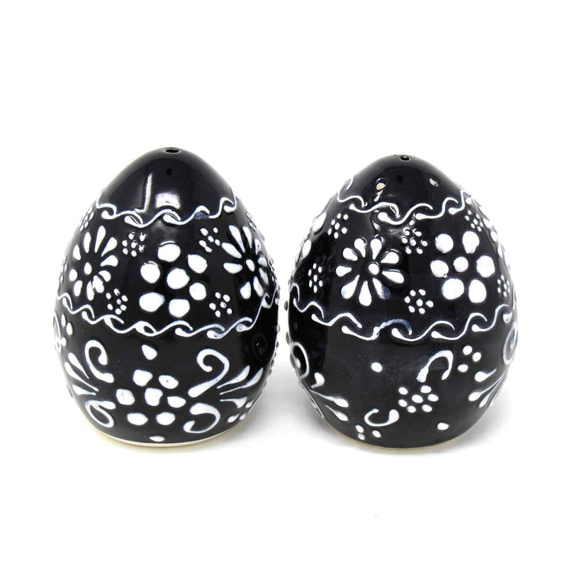 [Australia - AusPower] - Global Crafts Encantada Handmade Hand-Painted Authentic Mexican Pottery, Salt and Pepper Shaker Set, Ink Collection, Black and White, (MC085I-K2) 