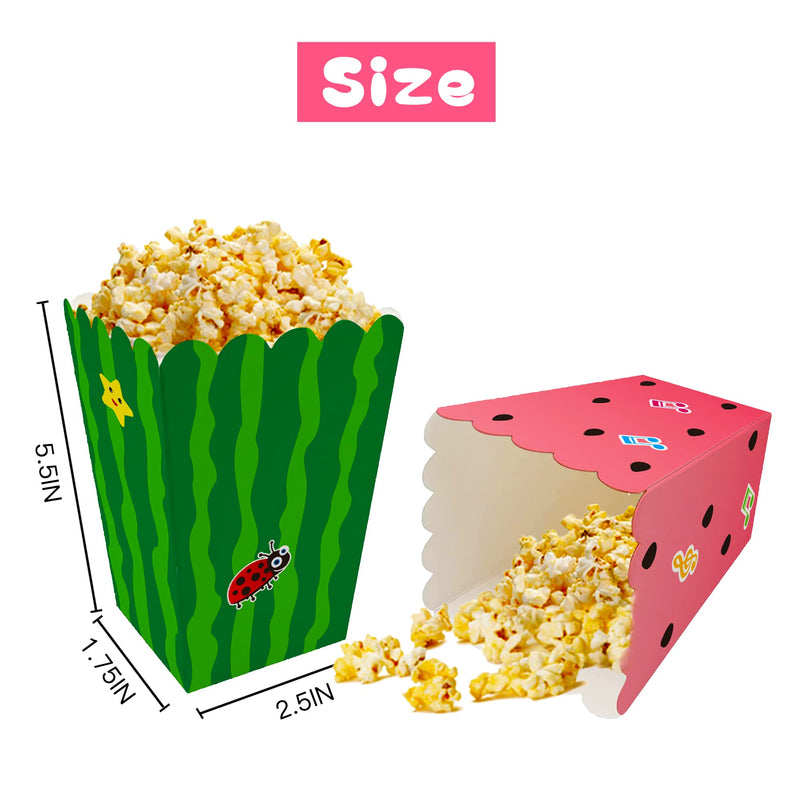 [Australia - AusPower] - 20 pcs Cartoon Melon Popcorn Boxes, Snack Treat Boxes Candy Cookie Container for Kids Boys Girls J Watermelon Theme Birthday Favors Movie Night Party Supplies Decorations 