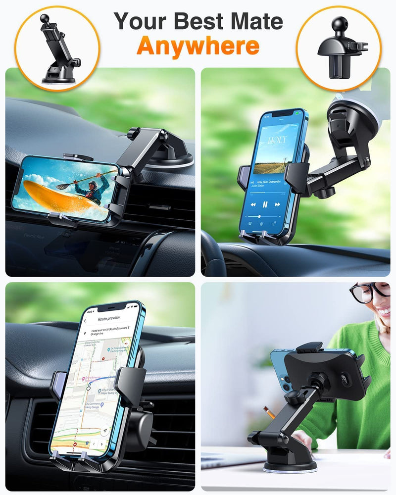 [Australia - AusPower] - VANMASS Universal Cell Phone Car Mount, 【Grandmaster Full Sillicone & Phone Protection】 with Patent & Safety Certs, Upgraded Handsfree Cell Phone Holder for Car Dash Window Vent, Compatible All Phone Dark Gray 