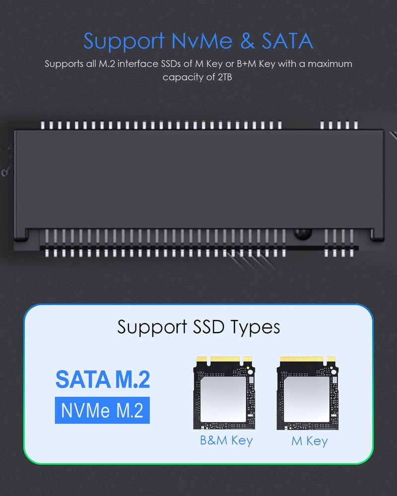 [Australia - AusPower] - LENTION USB C to NVMe & SATA M.2 SSD Enclosure, USB 3.1 Gen 2 M Key & B&M Key Hard Drive Adapter, Supports UASP for SSD Size 2280/2260/2242/2230, Compatible Mac OS, Windows, More (CB-C9E, Space Gray) 
