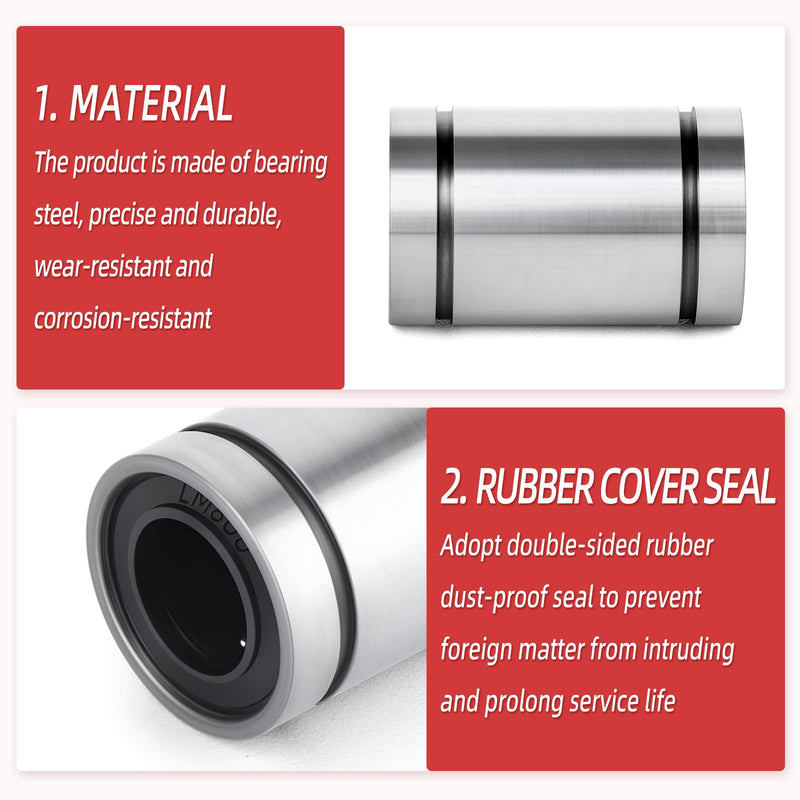 [Australia - AusPower] - QCQIANG 20PCS LM8UU Linear Ball Bearings, Rubber Cover Sealed Bearing for 3D Printer 
