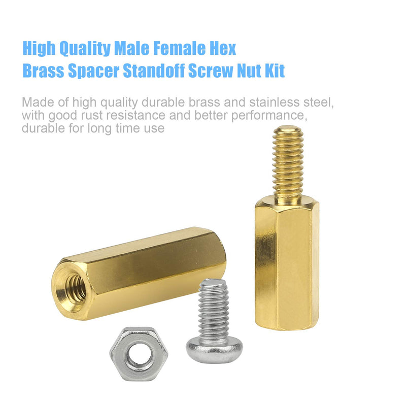 [Australia - AusPower] - DYWISHKEY 320 Pieces Male Female Hex Brass Spacer Standoff Screw Nut Assortment Kit (M2.5) M2.5 