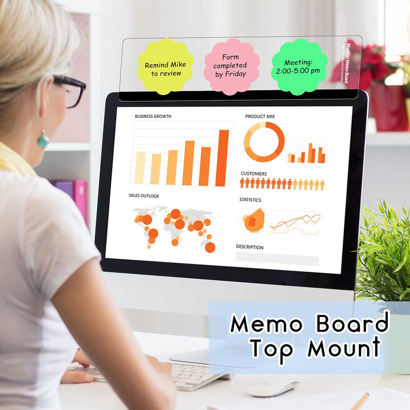 [Australia - AusPower] - Computer Monitor Message Board Screen Memo Board Monitor Memo Board Top Mount Monitor Sticky Note Holder Message Memo Panel for Monitors Screen Cabinets, Left and Right (4 Pieces) 