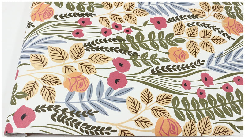 [Australia - AusPower] - HAOKHOME 93385-3 Peel and Stick Wallpaper Floral Removable Stick on Contact Paper for Bathroom Decor White/Pink/Brown 17.7in x 9.8ft 