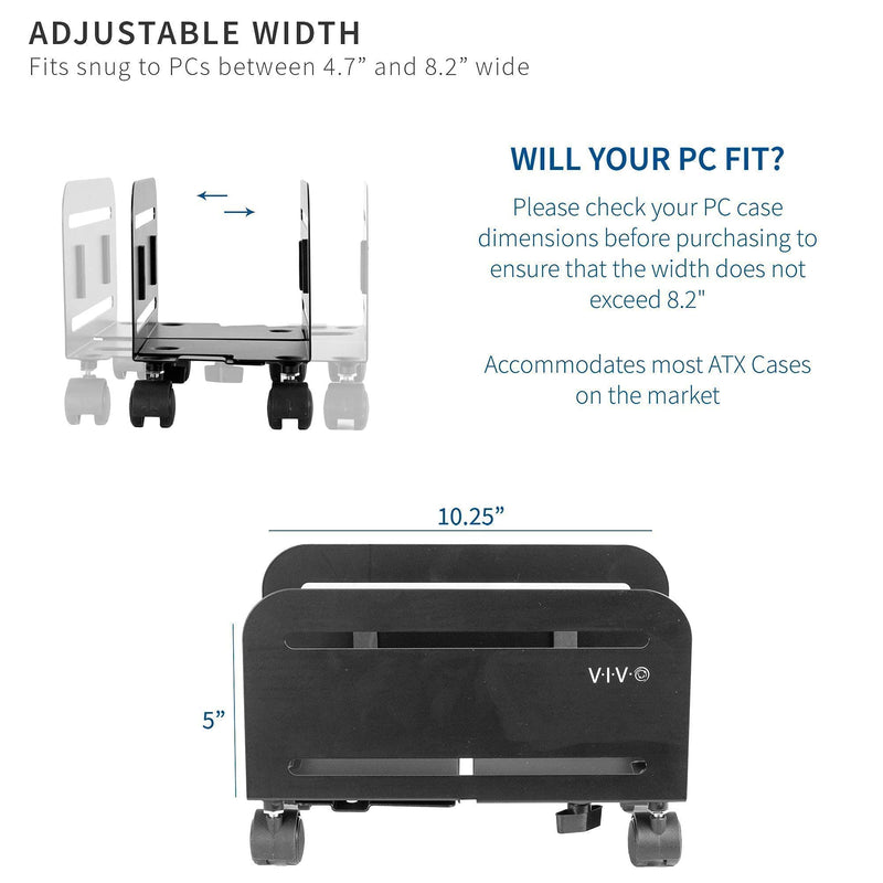 [Australia - AusPower] - VIVO Dual 13 to 27 inch LCD Monitor Mount and CPU Steel Rolling Stand Kit, Heavy Duty, Fully Adjustable Monitor Stand and PC Cart (Bundle) 