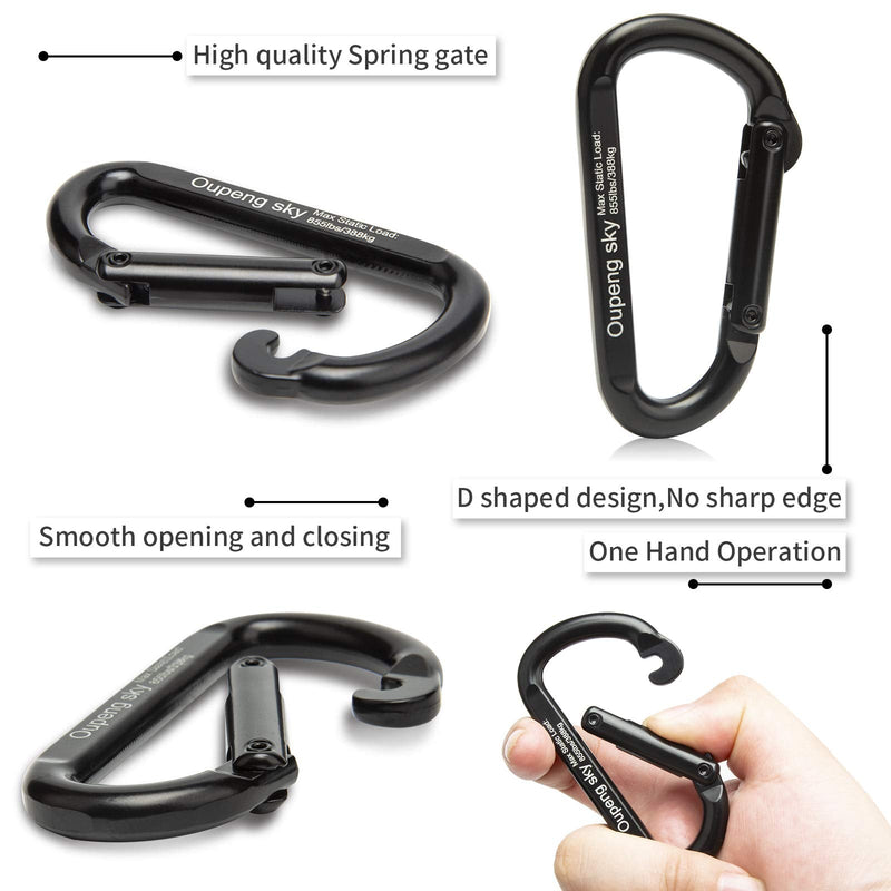 [Australia - AusPower] - Carabiner Clip, 4 Pack, 855lbs，3" Heavy Duty Caribeaners for Hammocks, Camping Accessories, Hiking, Keychains，Outdoors and Gym etc, Small Carabiners for Dog Leash, Harness and Key Ring, Black 