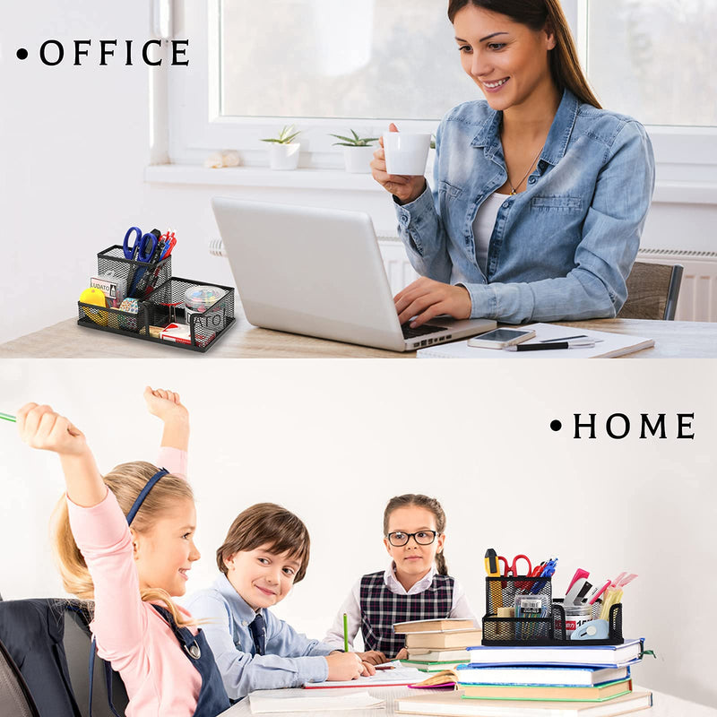 [Australia - AusPower] - Ludato 2 Pieces Mesh Pen Holder Desk Organizers，3 Compartments Black Mesh Pencil Holder for Desk Gifts for Husband 