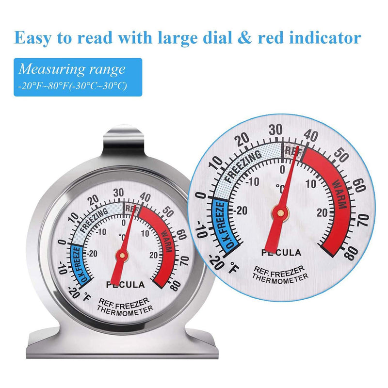 [Australia - AusPower] - 2 Pack Refrigerator Thermometer, -30~30°C/-20~80°F, Classic Fridge Thermometer Large Dial with Red Indicator Thermometer for Freezer Refrigerator Cooler 2PACK 